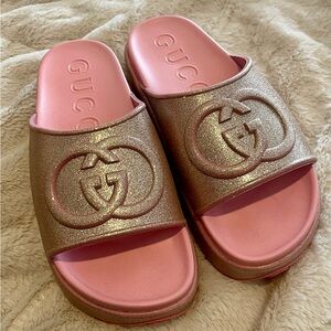 Pink sparkly platform sandal 42
